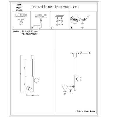 SL1185.403.02 Подвес ST-Luce Черный/Белый G9 2*5W