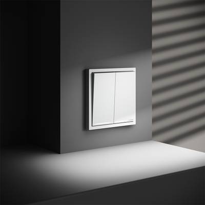 VLS020402 Проходной переключатель встраиваемый VOLTUM S70 двухклавишный с подсветкой 10А, (белый матовый) (ТМ Maytoni)