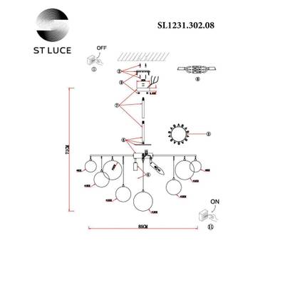 SL1231.302.08 Люстра потолочная ST-Luce Латунь/Белый E14 8*60W