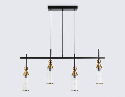 Светильник подвесной LH55254/4 BK/BS/CL черный/латунь/прозрачный E14*4 max 40W 845*65*1150