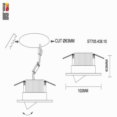 ST705.438.10 Св-к встр. Черный LED 1*10W 3000K 750Lm Ra&gt;90 38° IP20 D102xH85 170-240V