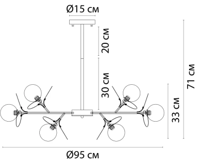 Люстра на штанге Arte Lamp PEACOCK A1369SP-15SG, 15хG9