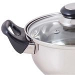 Кастрюля из нерж стали с крышкой (стекло) BAK-01, 1,4 л, ручки - бакелит, , без ТМ