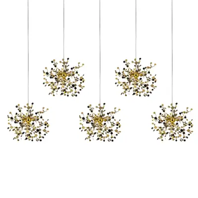 L5PL721132 Подвес пятерной линейный EXTRA 5x3x5W(led) G9  (721132 - 5 + 572162 -1) ЗОЛОТО Lightstar