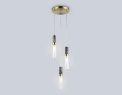 Светильник подвесной LH53351/3 GD/CL/WH золото/прозрачный/белый G9*3 max 40W D200*2000