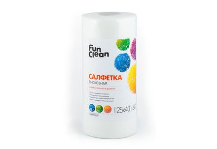 Салфетка сухая из вискозы Fun Clean универсальная /25*40см/ 60шт. в рулоне