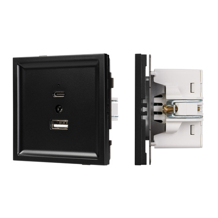 Механизм USB розетки SCT-TENDO-MUAC-PL-BK (5V, 3A, QC3) (Arlight, -)