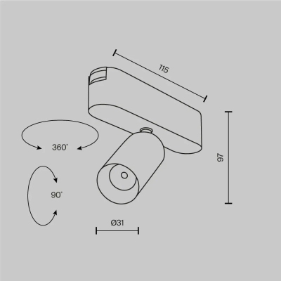 Трековый светильник Фокус / Focus Led Radity 3000K 5Вт 36°, TR103-1-5W3K-M-W. TM Maytoni