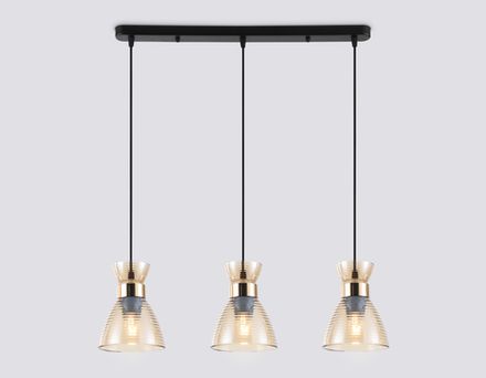 Светильник подвесной TR3404/3 BK/FGD/TI черный/золото/янтарь E27/3 max 60W 550*135*1000