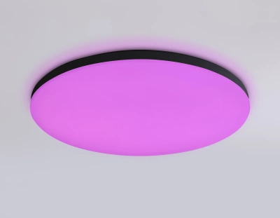 Потолочный светодиодный светильник с Wi-Fi Яндекс Алисой/Tuya/Smart Home/Alexa FZ2004 BK черный IP54 20W 3000K-6500K+RGB D300*55 (ПДУ ИК)