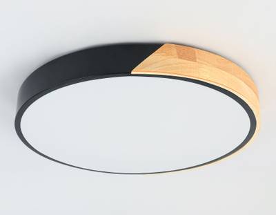 Потолочный светодиодный светильник FZ1306 BK/LW черный/светлое дерево 45W 5000K D500*50 (без ПДУ)