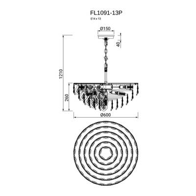 Люстра подвесная Dignita FL1091-13P, E14х13