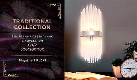 Настенный светильник с хрусталем TR5371/2 CH/CL хром/прозрачный G9/2 max 40W 500*200*100