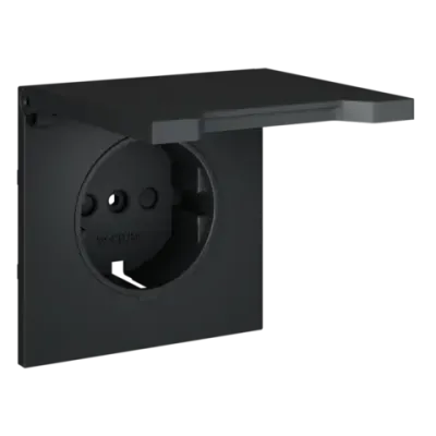 VLS000807 Накладка для розетки с заземлением, защитными шторками и крышкой, S70 (графит). (ТМ Maytoni)
