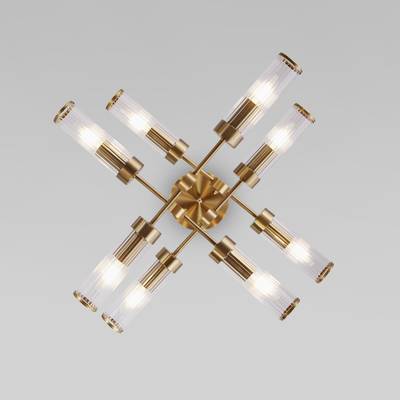 Умный потолочный светильник со стеклянными плафонами 60166/8 латунь