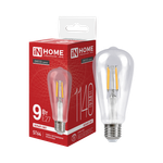 Лампа светодиодная филаментная LED-ST64-deco 9Вт прозрачная 4000К нейтр. бел. E27 1140лм 230В IN HOME 4690612050829