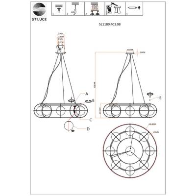 SL1189.403.08 Люстра подвесная ST-Luce Черный/Опал G9 8*5W