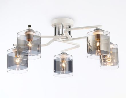 Светильник потолочный TR303219/5 WH/CH/SM белый/хром/дымчатый E27*5 max 60W D580*250