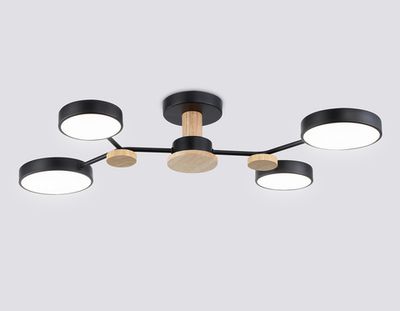 Светильник светодиодный подвесной FL4860/4 BK/WD черный/дерево 60W 3000-6000K 700*400*120 (без ПДУ)