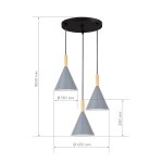 SLE1255-433-03 Светильник подвесной Черный/Серый E27 3*40W