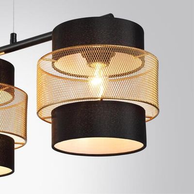 8003/3A MODERNI LN25 161 черный/черный, золотой металл/металл, текстиль Подвес Е27 3*60W 220V ANIMAISA