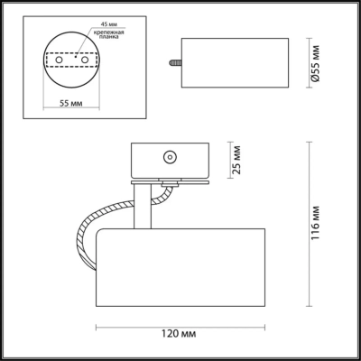 3873/1C HIGHTECH ODL19 405 белый Потолочный светильник GU10 1*50W 220V KIKO