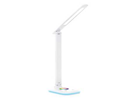 Светодиодная настольная лампа с RGB подсветкой DE530 WH белый LED 3000-6400K+RGB 8W