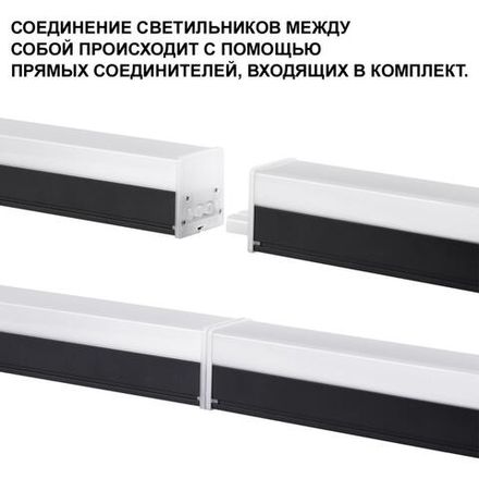 359112 OVER NT23 204 черный Светильник линейный, в комплекте прямой соединитель, крепёжные планки, сетевой кабель 2м IP20 LED 40W 4000K 100-265V BITS