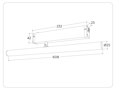 Светильник светодиодный диммируемый для шинопровода Magnetic 220V GL1361 BK черный IP20 12W 3000K-6400K 120° 608*25*110 (Без ПДУ)