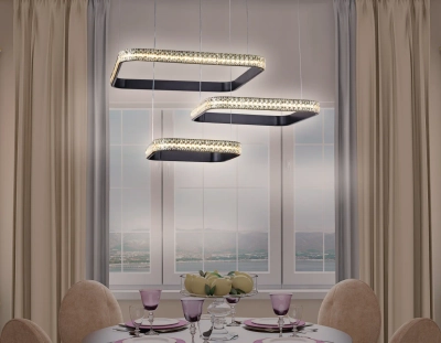 Потолочный светодиодный светильник с пультом FA6166 BK черный 131W 720*500*900 (ПДУ РАДИО 2.4)