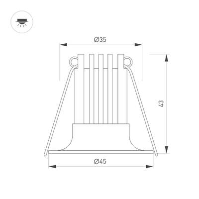 Светильник MS-FOGGY-BUILT-R45-5W Day4000 (WH, 36 deg, 230V) (Arlight, IP54 Металл, 5 лет)