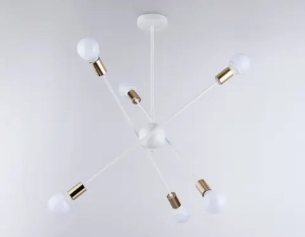 Подвесной светильник в стиле лофт TR80432/6 WH/GD белый/золото E27/6 max 60W D950*730