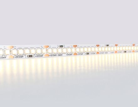 Светодиодная лента GS3301 2835 240Led/ 18W m/ 24V IP20 3000K/ 5000*10*1.2mm/ кратность резки 25mm (2 конт.)