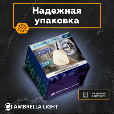 Накладной спот с выключателем TR3961 CH/FR хром/белый матовый E27 max 40W 118*105*200