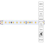 Светодиодная лента 48V 7,2W/m 3000К 5м Arte Lamp TAPE A4812010-01-3K, LED
