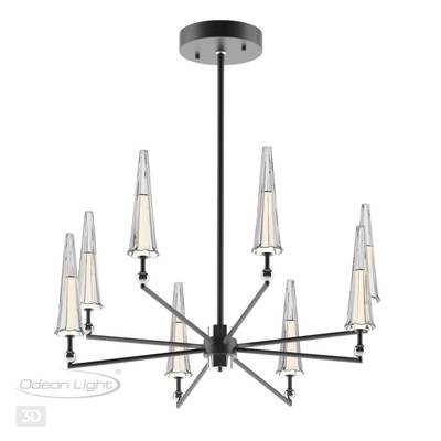 5429/39L MODERN ODL_EX24 137 черный матов./прозрачный/металл/стекло/акрил Люстра LED 39W 3000K 1330Лм FUNGO