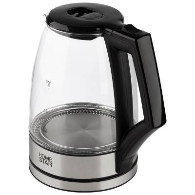 Чайник HomeStar HS-1004 (1,8 л), стекло, пластик, черный