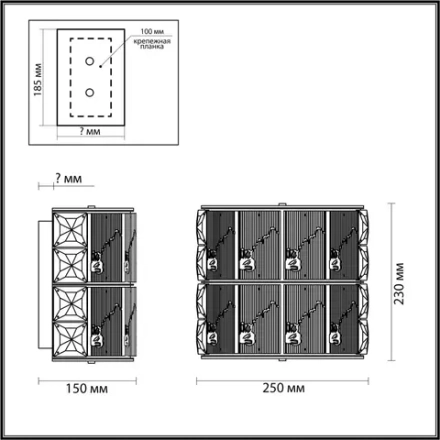 5070/2W HALL ODL24 601 золото/прозрачный/матовый/металл/хрусталь/стекло Бра E14 2*40W FIESTA