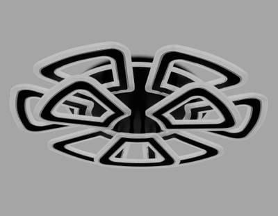 Светильник потолочный светодиодный с пультом FA8893/6+3 BK/CH черный/хром 210W 3000K/4200K/6400K 650*640*130 (ПДУ РАДИО 2.4G)