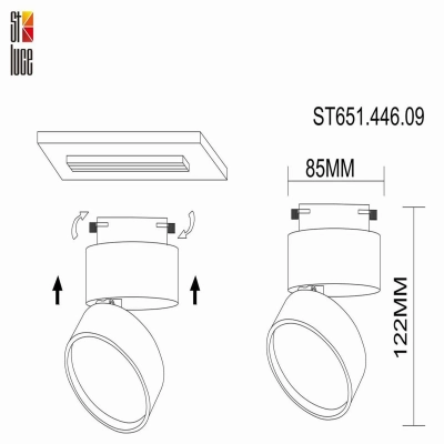 ST651.446.09 Св-к трек. Черный LED 1*9W 4000K 720Lm Ra>90 120° IP20 D85xH122 170-240VV