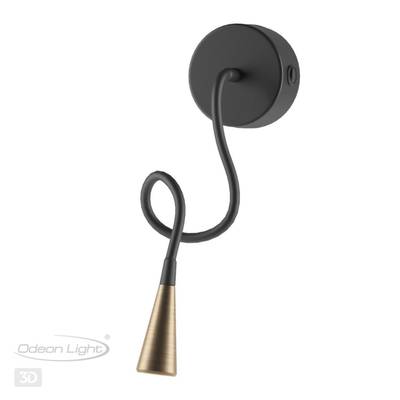 4289/3WL HIGHTECH ODL22 407 черный с античн.бронзой Настенный светильник с выкл. IP20 LED 3W 265Лм 3000K ODDS