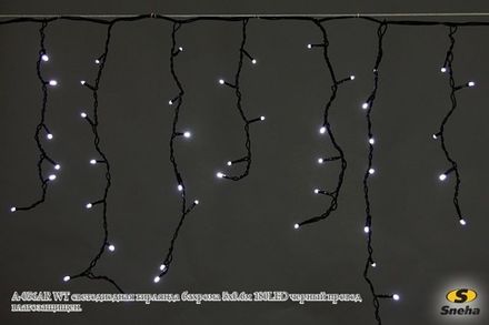 A-056AR WT светодиодная гирлянда "бахрома" 5x0.6м 180LED черный провод влагозащищен.