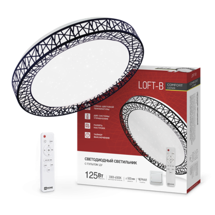 Светильник светодиодный COMFORT LOFT-B 125Вт 3000-6500К 10000лм 230В 500х105мм с пультом ДУ IN HOME 4690612059501