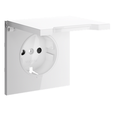 VLS000801 Накладка для розетки с заземлением, защитными шторками и крышкой, S70 (белый глянцевый). (ТМ Maytoni)