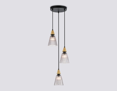 Светильник подвесной LH58112/3 BK/LW/SM черный/светлое дерево/дымчатый E14*3 max 40W D270*1200