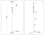 Светильник напольный LH71008 BN/WH никель/белый E27 max 60W D360*1550