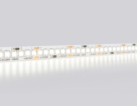 Светодиодная лента GS3402 2835 240Led/ 20W m/ 24V IP20 4500K/ 5000*10*1.2mm/ кратность резки 25mm (2 конт.)