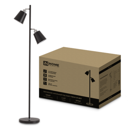 Светильник ТНО 01-2Ч 2х60Вт E27 230В напольн. под лампу на основании черн. IN HOME 4690612049625