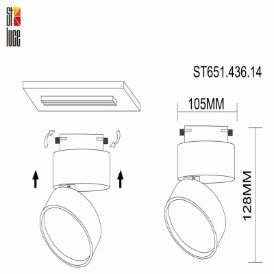 ST651.436.14 Св-к трек. Черный LED 1*14W 3000K 1 100Lm Ra>90 120° IP20 D104xH128 170-240VV