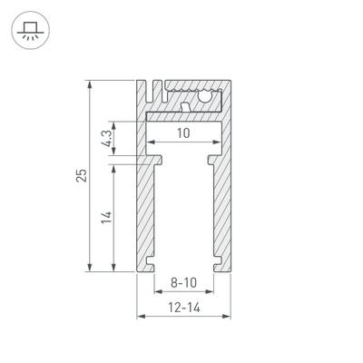 Профиль KLUS-GLASS-810-2000 ANOD (Arlight, Алюминий)